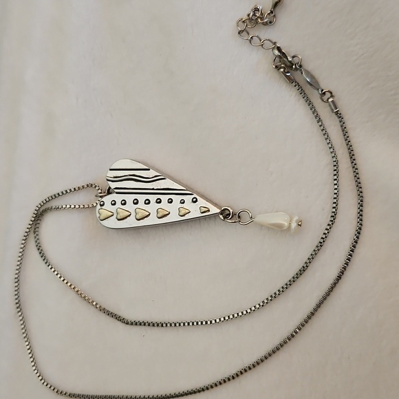 EMILY ROSENFELD Heavyweight Double Sided Heart Pendant Box Chain Necklace - Picture 2 of 9